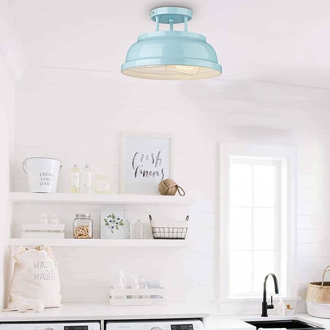 Zeyu Modern Semi Flush Ceiling Light - 2-Light Ceiling Light Fixture for Living Room Bedroom Kitchen Hallway, Blue Finish, ZY29-F SF