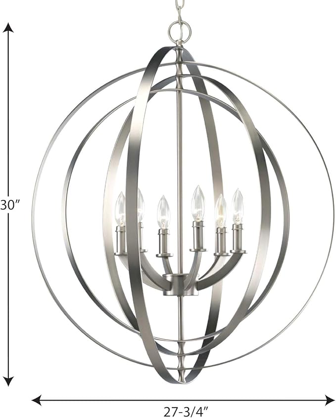 Equinox Collection Silver Six-Light Luxury Hanging Pendant Light