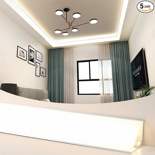JARBIH 5PACK Led Aluminum Profile for Ceiling Wall Decoration, 1M/3.3ft 6cmx6cm Top Corner Strip Line Luminous Ceiling Free Lamp Internal Channel Linear for Living Room Home(White)