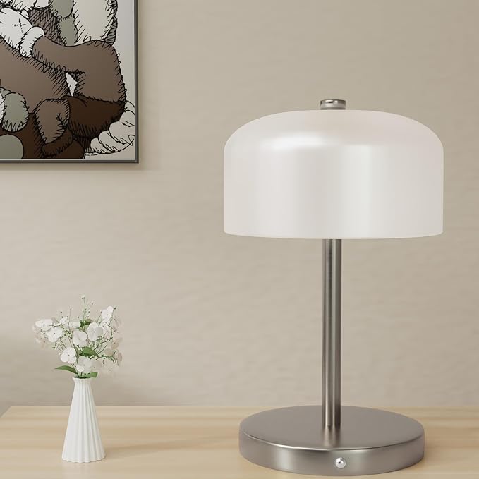 Small Portable Cordless Table Lamp, 3-Way Dimmable Touch Rechargeable Battery Powered Mushroom Lamp Bedroom Dining Table Living Room Shelf Decor,Gold