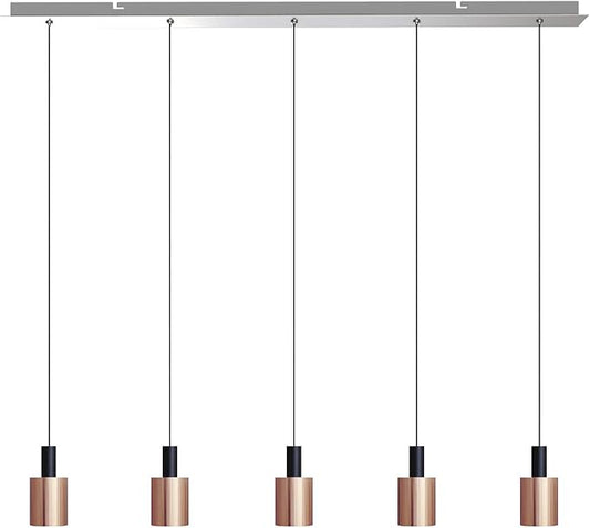Virgo 5 Mini Pendant Lighting Black-Copper - LED Hanging Light Fixture for Kitchen Island, Bar, Foyer - Cluster Pendants - Dimmable, Adjustable Wire, Lamp Bulb Included