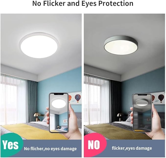 DELIPOP 6 Pack 12 Inch LED Flush Mount Ceiling Light, 24W Surface Flat LED Ceiling Light for Indoor/Outdoor, IP54 Waterproof Round Ceiling Light Fixture for Bathroom, Bedroom, Kitchen, Hallway