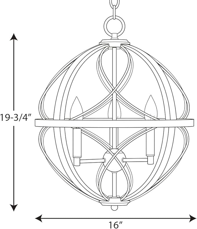 Progress Lighting Brandywine Collection 3-Light Farmhouse Sphere Pendant Light Antique Bronze, 19.75x16.00x16.00