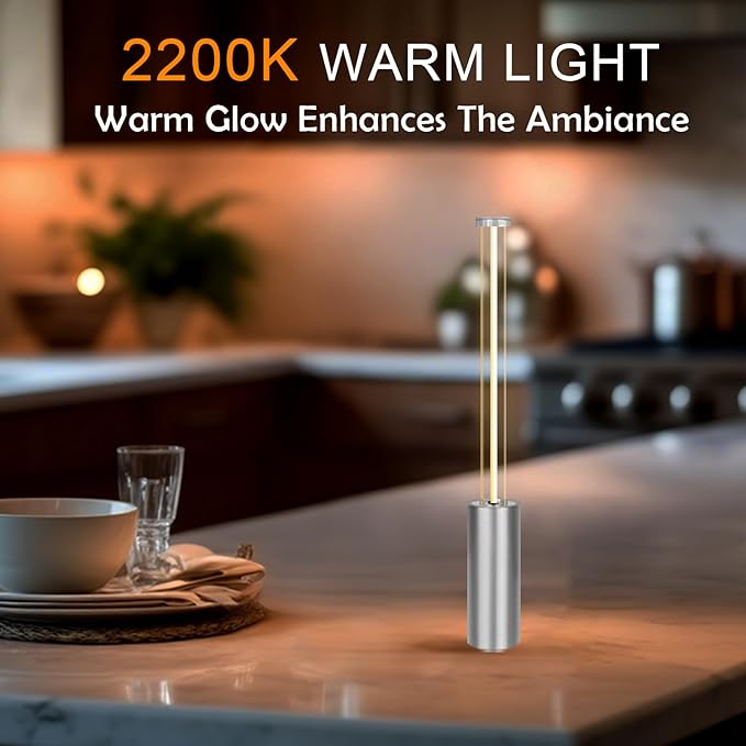 Cordless Lamp Small Lamps For Small Spaces Rechargeable Battery Operated Lights Mini Touch Lamp Mood Lighting Mood Lighting Portable Camping Lanterns For Dining Bar Patio Bedside Bookshelf (Silver-)