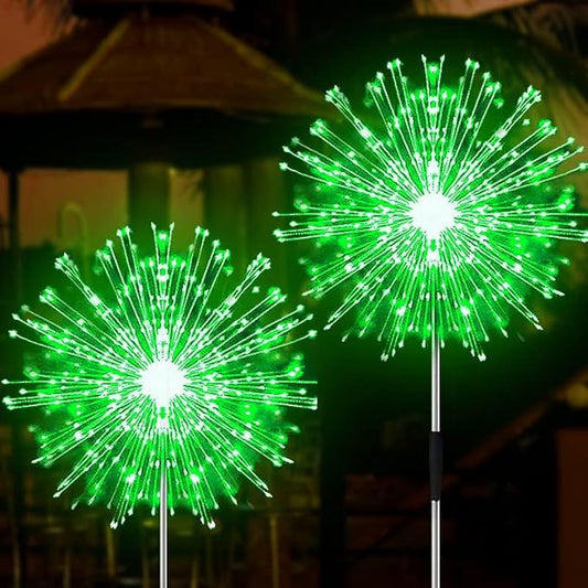 JJGoo Solar Firework Lights, 2 Pack 180 LEDs 2 Lighting Modes Solar Lights Outdoor Waterproof for Garden Patio Walkway Pathway Party Wedding Christmas Decorative - Green