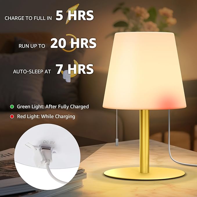 uuffoo Shower Lamp Waterproof 8 Colors, Shower Light Rechargeable Cordless Battery Operated, LED Outdoor Table Lamps Dimmable Portable for Indoor Outdoor Bathroom Home Patio (Gold)