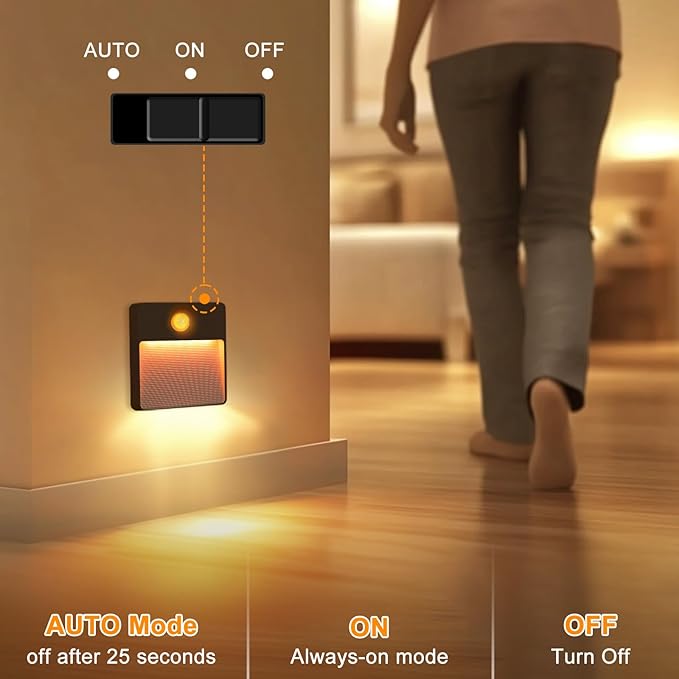 Guankai 3 Pack Motion Sensor Stair Light for Indoor, Rechargeable Battery Operated Night Lights, RGBW Stick On Closet Lamp, Motion Activated Magnetic Lighting Lamps for Step, Cabinet,Hallway,Bathroom