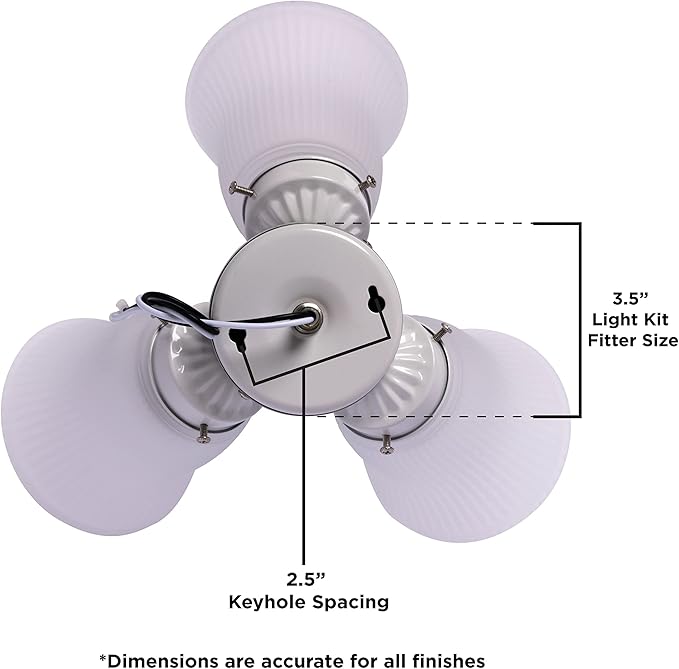 Westinghouse 7784800 Three LED Cluster Ceiling Fan Light Kit, Antique Brass Finish with Frosted Ribbed Glass, 1 Pack, White