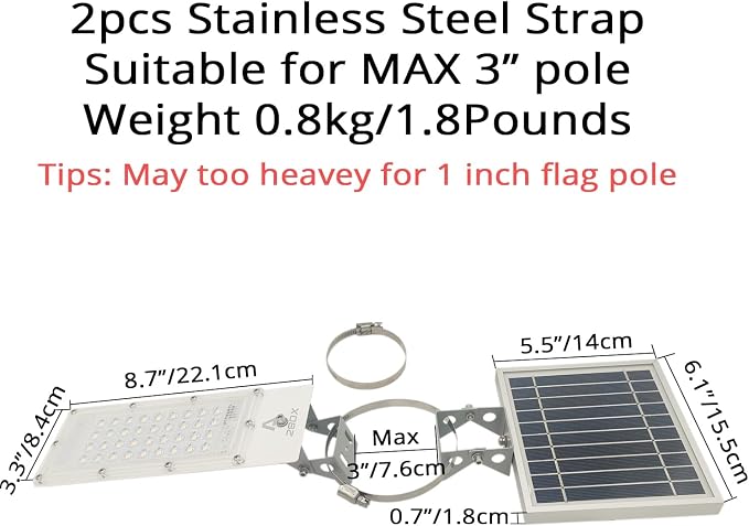 Flag Pole Light Solar Powered Outdoor Waterproof Auto Work Dusk to Dawn 36LED Warm White for Max 3 inch Pole Flood Spot Lights American Bright for Outside Garden Yard Patio