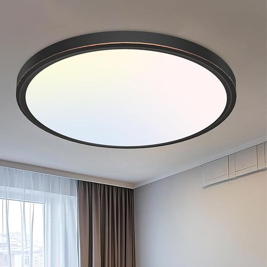 libtit 16Inch Flush Mount LED Ceiling Light Fixture, 3000K 4000K 6500K Adjustable, 36W 3600lm Rubbed Bronze Satin Round Ceiling Lamp for Bathroom Shower Hallway Kitchen, 1 Pack