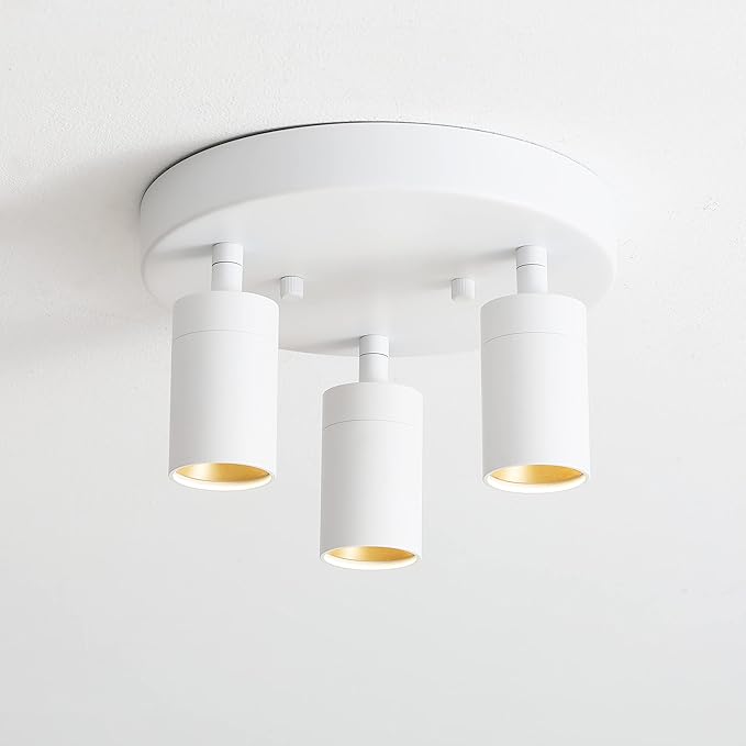 Shura - Round 3-Light White Integrated LED Ceiling Light w/ Rotatable Heads, Adjustable Flush Mount Ceiling Light, 3000K, 1365 Lumens