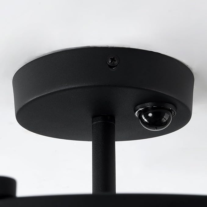 hesoge Motion Sensor Ceiling Light Indoor Industrial 4 Light Semi Flush Mout Ceiling Light Fixture Black Overhead Light for Entryway Hallway Closet Porch Front Farmhouse