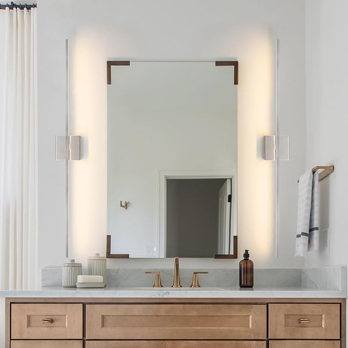 Bathroom Lighting Fixtures Over Mirror - 39 Inch Brushed Nickel Vanity Lights for Bathroom 28W Dimming LED Vanity Light Bar 3500K Modern Wall Sconce Lighting for Mural