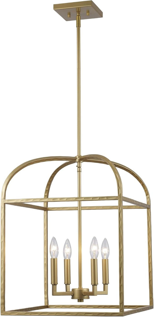 Asher Hamilton AHP-209AG Montclair 15.94 Inch Pendant Light | Adjustable 20.67 to 59.37 Inch Height | E12 Candelabra Base | Rod Hung Ceiling Fixture | Dry Rated for Indoor Use | Antique Gold Finish