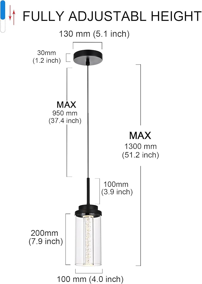 MELUCEE 3 Packs Modern LED Pendant Light Fixtures 5 Color Temperature Pendant Lights Kitchen Island Lighting Adjustable Height Black Hanging Ceiling Lamp for Dining Room Bedroom, 3000K-6000K
