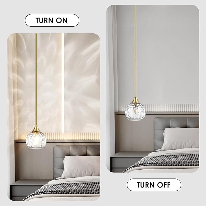 Pendant Lights Kitchen Island 3 Pack,Pendant Light Fixtures with Hammered Glass Shade,Adjustable-Height Island Lights for Kitchen with Detachable Rod,E26 Base Kitchen Pendant Lighting Over Island/Bar