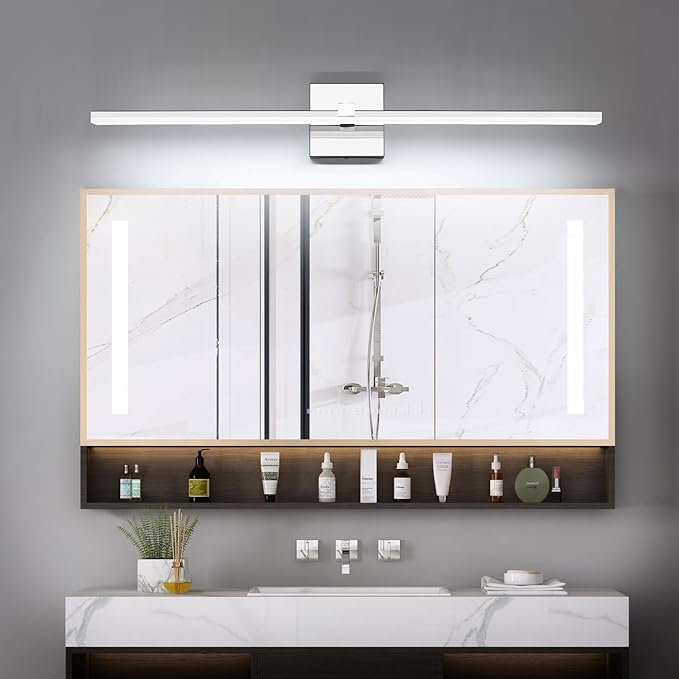 ZUZITO 30in Modern Bathroom Light Fixtures Dimmable 5CCT LED Bathroom Lighting Fixture Over Mirror Chrome Vanity Light Bar for Bath