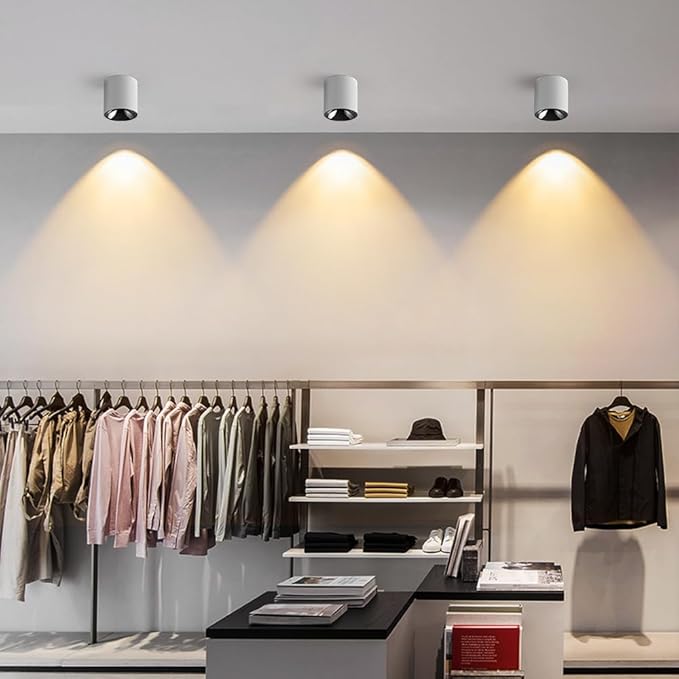 24W LED Dimmable White Ceiling Spot Light 4.92'' Aluminum CRI90 3000KCylinder Spotlight Indoor Modern Minimalist Focus White Ceiling Down Light Fixture for Living Room Hallway Foyer 6 Pack