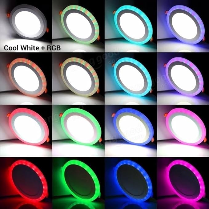 2-Pack Modern Round RGB LED Flush Mount Lighting Colors Changing 6/10/16/24W LED Downlight, Ceiling Light, RGB & White 5000K with Remote Control (16, watts)