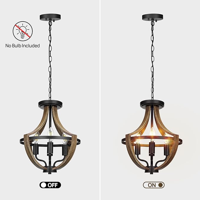 13.1" Modern Farmhouse Hanging Pendant Lighting, 4-Light Rustic Interior Flush Mount Ceiling Light Fixture, Vintage Chandelier for Hallway Foyer Dining Room Entryway Kitchen Island Bedroom