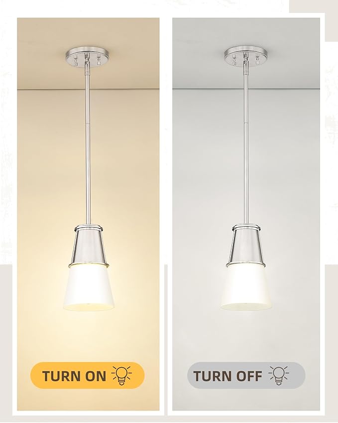 Beionxii 2 Pack Pendant Lights Kitchen Island, Brushed Nickel Pendant Lights 2 Pack, Kitchen Pendant Lighting Over Island, Pendant Lighting for Kitchen Island Sink, Milk Glass Shade, BX-PL01BN-2PK