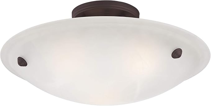 Livex Lighting 5625-07 Home Basics 3 Light Bronze Semi Flush Mount with Honey Alabaster Glass