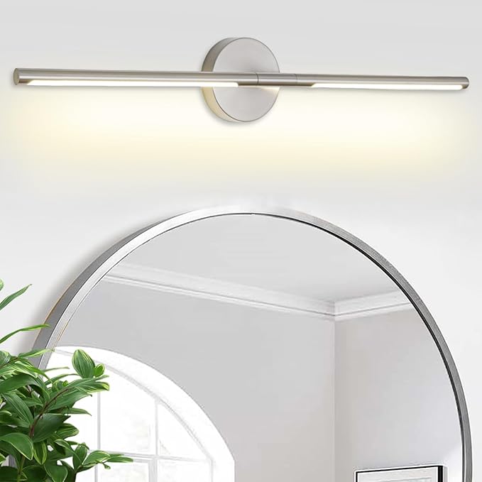 Brushed Nickel Bathroom Light Fixtures Over Mirror 36 Inch, 26W 360° Rotatable Dimmable 4000K LED Vanity Light Bar, Modern Bathroom Vanity Lights Above Mirror