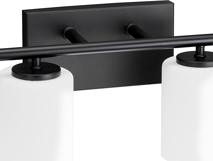 Progress Lighting Replay Collection 48 in. 6-Light Textured Black Etched White Glass Modern Bath Vanity Light