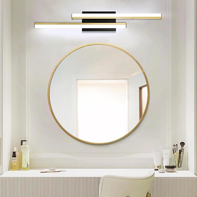 Bathroom Light Fixtures Over Mirror: 24 Inch Retractable Modern LED Bathroom Vanity Light ETL Certified 5CCT Optional 2700K-5700K 25W Vanity Light Bar Dimmable - Wall Light Fixtures, Golden 1 Pack