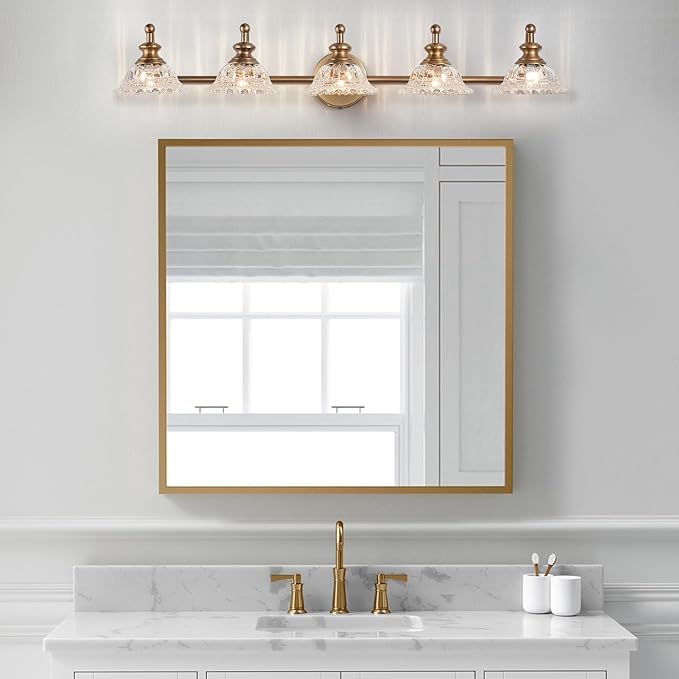 XIEDUN 37.4" Bathroom Light Fixtures 5 Lights Vanity Lighting Fixtures (Exclude G9 Bulb) Vanity Lights for Bathroom