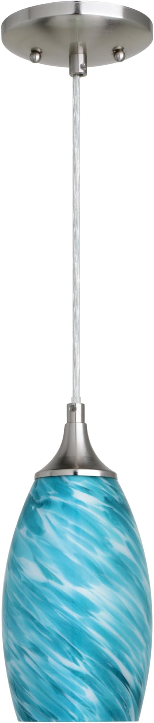 VAXCEL Milano Satin Nickel Mini Pendant Ceiling Light Blue Glass