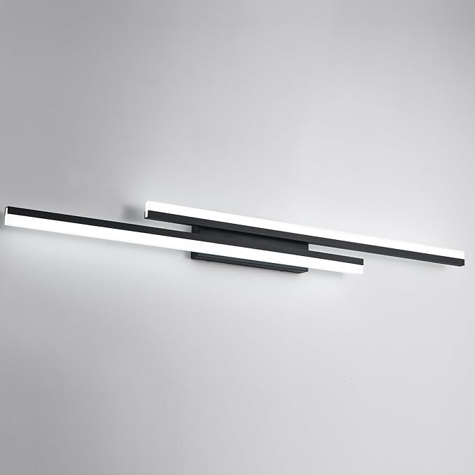 PRESDE 48 Inch LED Vanity Light Bar, Modern Black Bathroom Lighting Fixture Over Mirror