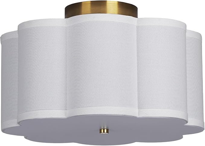 Modern Flush Mount Ceiling Light,3-Light Nursery Light Fixture with Petal-Type White Fabric Shade,12.6 Farmhouse Drum Ceiling Light Fixture for Bedroom Living Room Kitchen Hallway