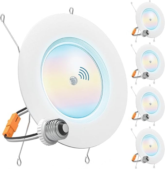 Sunco 6 Inch LED Can Lights Retrofit Recessed Lighting, Motion Sensor Ceiling Light, 850 LM, Selectable CCT 2700K/3000K/4000K/5000K/6000K, 10W, ETL 4 Pack.