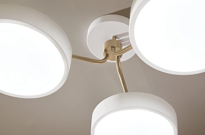 KICHLER Sago 52604WHCPZ Semi Flush LED 3-Light 40˝ with Clear Acrylic with Inside Satin Etch in White and Champagne Bronze