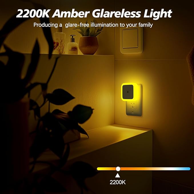 Sujeet Night Light, Night Lights Plug into Wall,Nightlight Plug in Night Light, Dusk to Dawn Night Lamp Led Night Lights for Adults Bedroom, Bathroom, Hallway (Amber)