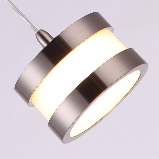 Mercury 6 Mini Pendant Lighting Nickel - LED Hanging Light Fixture for Kitchen Island, Bar, Foyer - Cluster Pendants - Dimmable, Adjustable Wire, Lamp Bulb Included