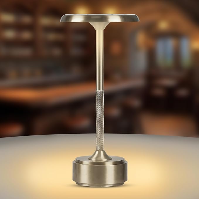 HAPYGI 5200mAh Rechargeable Cordless LED Table Lamps Touch Sensor Light, 3-Levels Portable Dimming Wireless Battery Operated Lamp,Night Light/Restaurant Table/Outdoor/Coffee/Bar (Sliver)