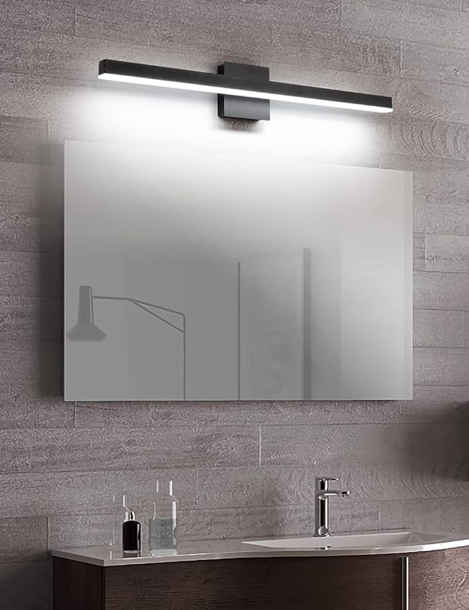 Joossnwell Modern Vanity Light Fixtures Matte Black Aluminum Bar Lighting for Bathroom Lights Over Mirror 31.5" inch LED Wall Lamp Sconce 20W 6000K