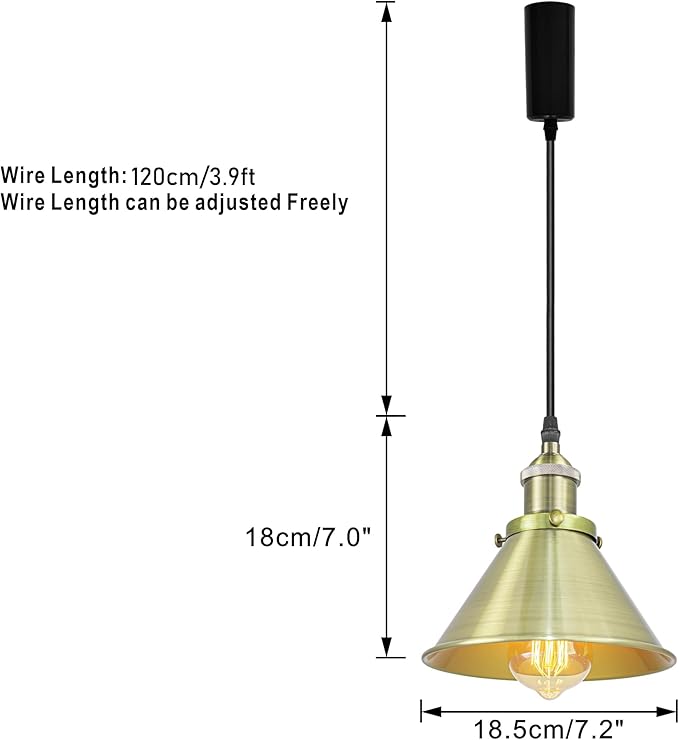 3-Pack Adjusted Wire Length H-Type Track Hanging Light 3.9 Ft Black Cord E26 Base Green Bronze Metal Pendant Light Fixture,Industrial Style Lamp for Loft Aisle Bedroom(No Bulb,No Track)