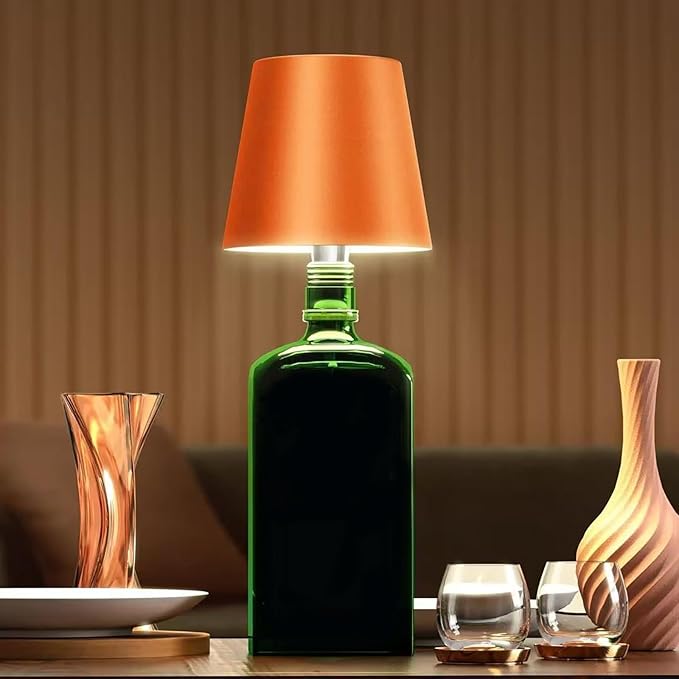 Neioaas Wine Bottle Lamp, 3 Color Light Dimming Metal Wine Bottle Light, Rechargeable Waterproof Bottle Touch Lamp Head with for Home,Bar,Camping,Travel,Restaurants, Party, Decor & GiftsOrange