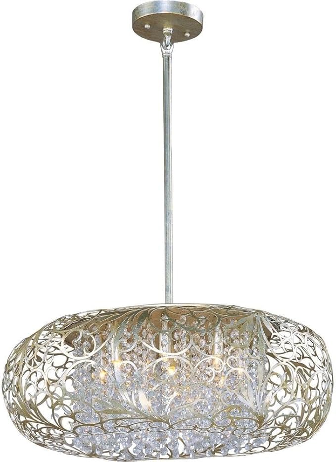 Maxim Arabesque-Nine Light Pendant in Crystal style-24 Inches Wide by 12 inches high-Golden Silver Finish-Beveled Crystal Glas
