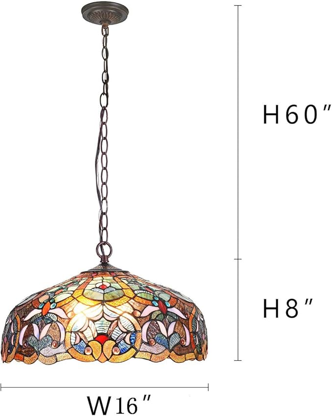 Capulina Tiffany Lamp Stained Glass Pendant Light 2-Light 16 Inches Wide Flower Victorain Antique Tiffany Style Hanging Lamp for Kitchen Island Living Dining Room Home Farmhouse