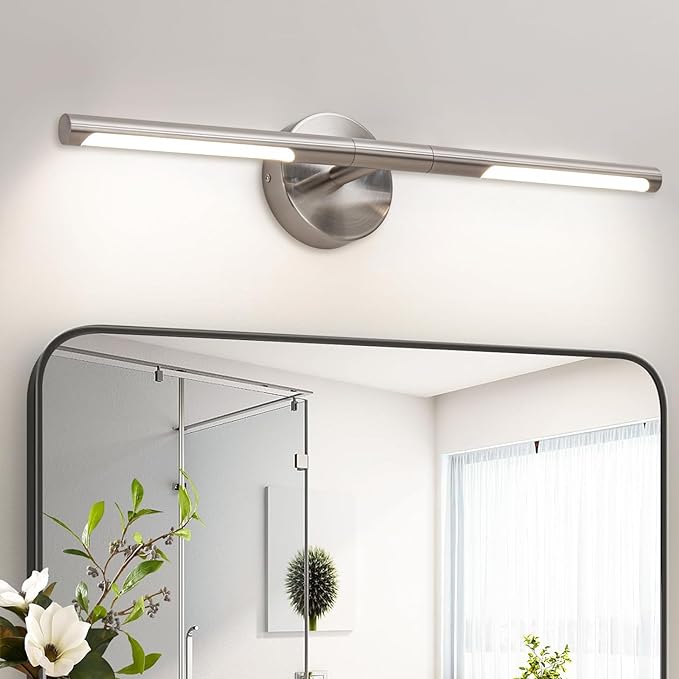Brushed Nickel Bathroom Light Fixtures Over Mirror 24 Inch, 18W 360° Rotatable Dimmable 4000K LED Vanity Light Bar, Modern Vanity Lights Above Mirror, Led Bathroom Lighting