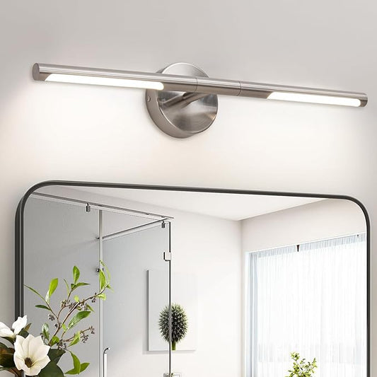 Brushed Nickel Bathroom Light Fixtures Over Mirror 24 Inch, 18W 360° Rotatable Dimmable 4000K LED Vanity Light Bar, Modern Vanity Lights Above Mirror, Led Bathroom Lighting