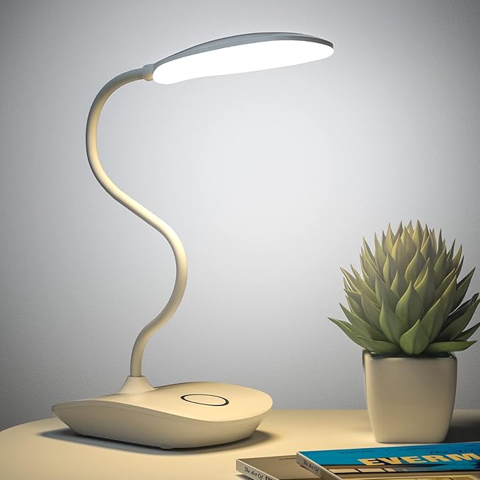 DEEPLITE LED Desk Lamp Battery Operated Lights Cordless Rechargeable Lamp, Flexible Gooseneck Portable Light for Bed Craft Nail Home Office, Eye-Caring Dimmable Small Desk Lamp Wireless Reading Lamp