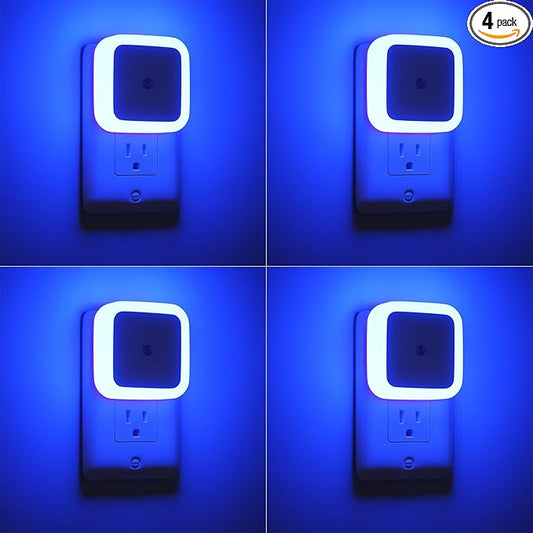 Sujeet Blue Night Light 4 Pack,Night Lights Plug into Wall 4-Pack, Nightlight Plug in Night Lights, Dusk to Dawn Night Lamp Led Night Light for Bedroom, Bathroom, Hallway