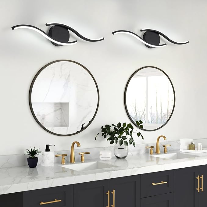 Black Bathroom Light Fixtures Over Mirror, 24 Inch Modern Bathroom Vanity Light Bar 96 LED Beads, 1300LM Brightness 5 Color, Vanity Lighting Fixture for Bathroom, Led Bathroom Sconces, UL & FCC Cert.