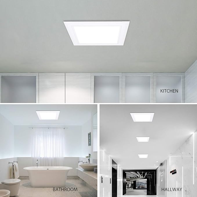 (OD 9.84" / ID 8.66") 15W Square LED Recessed Ceiling Light LED Downlight 130 Watt Equivalent 1400 Lumens 6000K Cool White with Open Trim,1Pack
