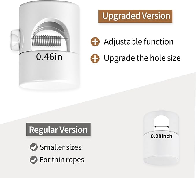 Upgrade 0.46’’ Big Hole Ceiling Hooks for Hanging Lights，Aluminum Ceiling Hook for Light Fixture, White Adjustable Swag Hook, Pendant Lights Hook, Swag Hooks for Hanging Lamp Shades (6 Pack)